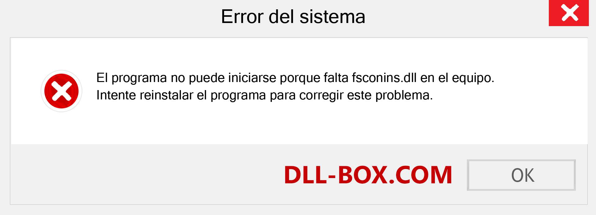 ¿Falta el archivo fsconins.dll ?. Descargar para Windows 7, 8, 10 - Corregir fsconins dll Missing Error en Windows, fotos, imágenes